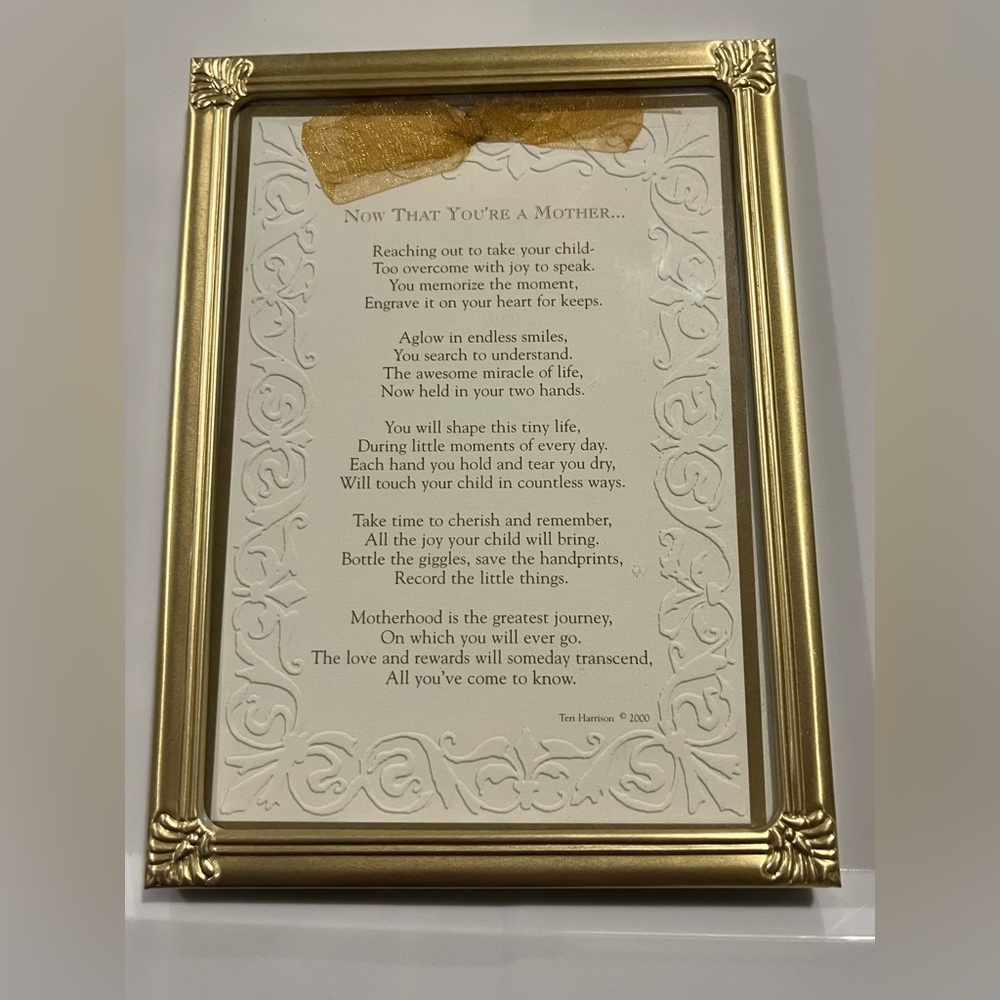 Gold Framed Motherhood Poem Art moms Mother’s Day baby gift